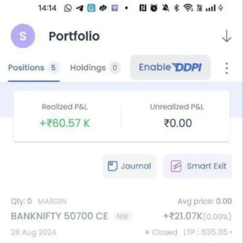 Stock trading results screenshot