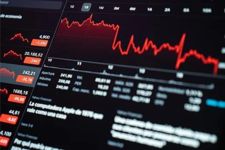 Financial market data on a computer screen