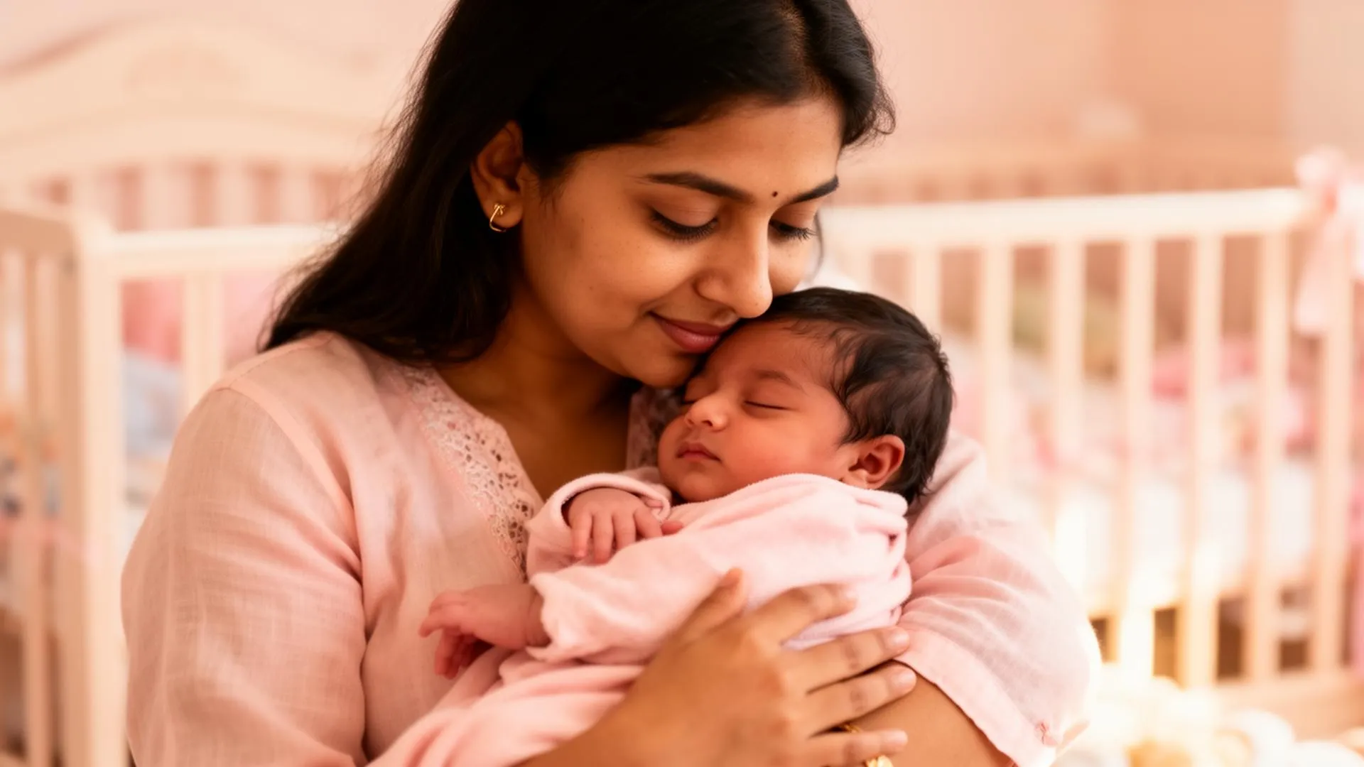Mother holding newborn baby