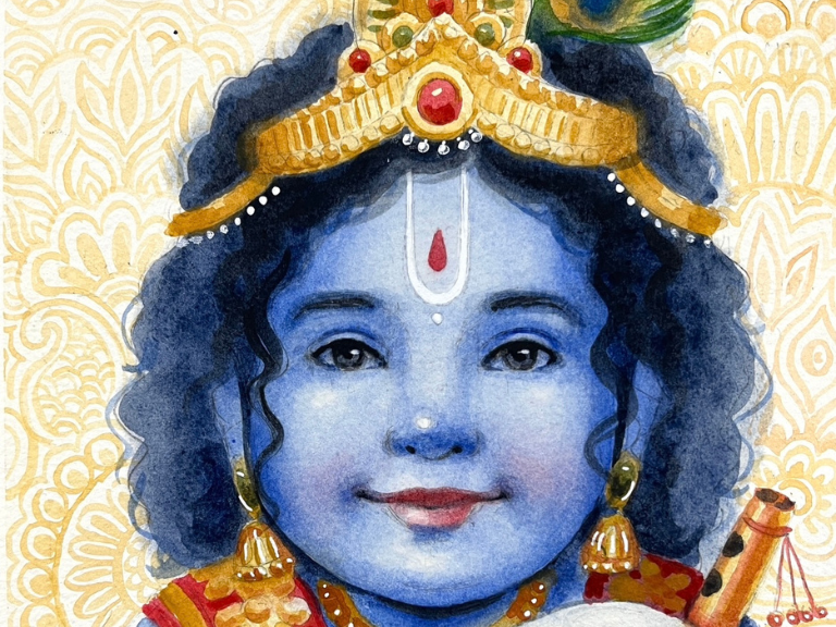 Baby Krishna in Watercolour preview