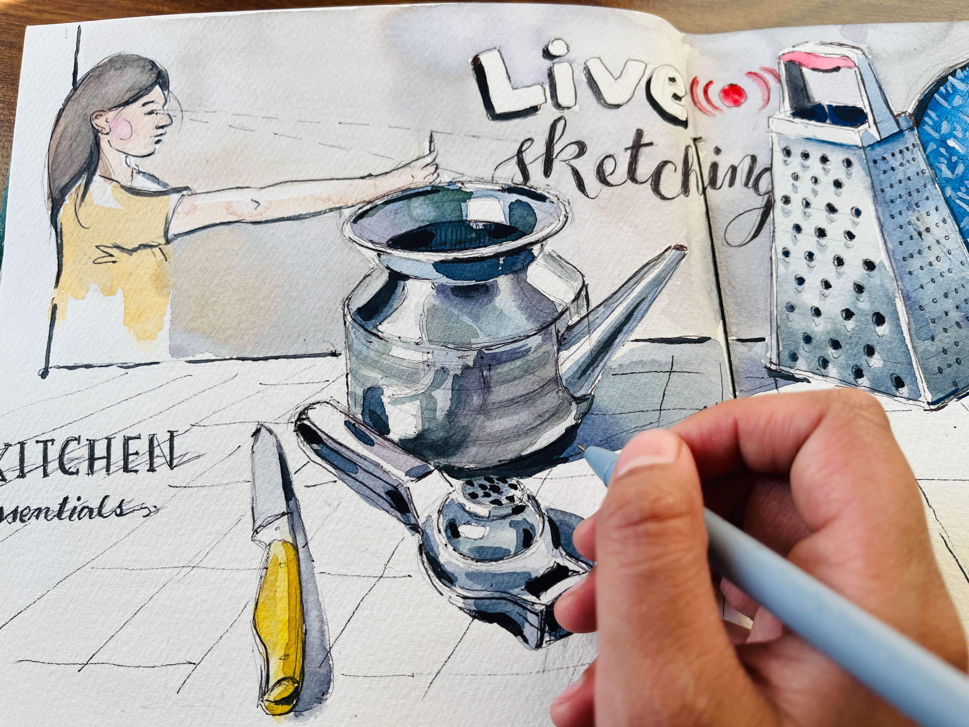 Watercolour sketch from an Alekhyam session