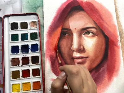 Student practice artwork with unhurried guidance