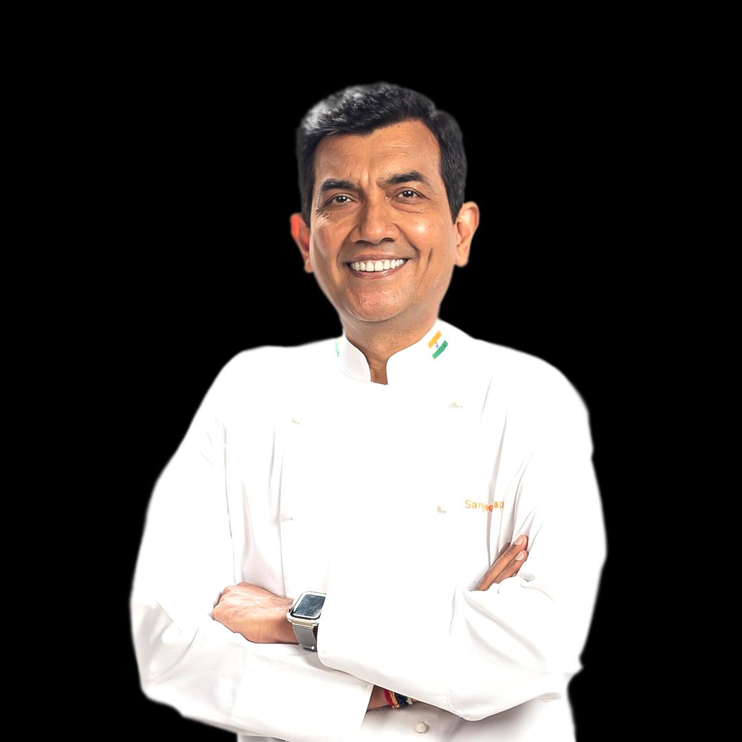 Chef Sanjeev Kapoor presenting plated dish