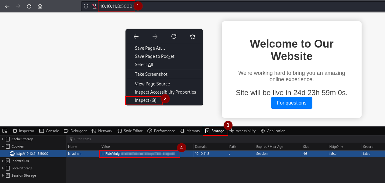تعديل قيمة الـ Cookie في إعدادات المتصفح لتسجيل الدخول بحساب المدير